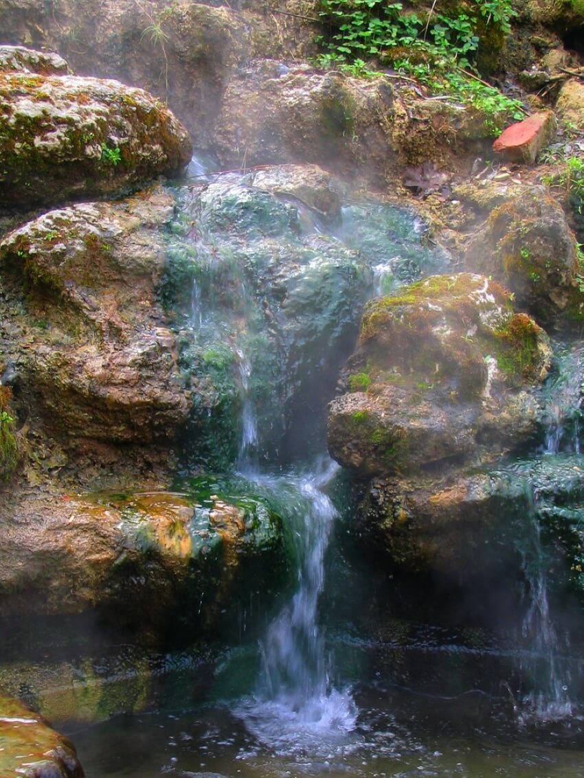Hot Spring Flowing on a Rock
