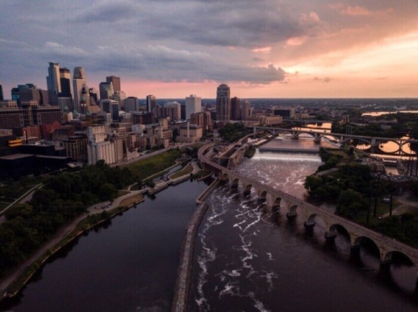 River, Cityscape, and Sunset