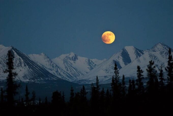 Moon over Denali National Park