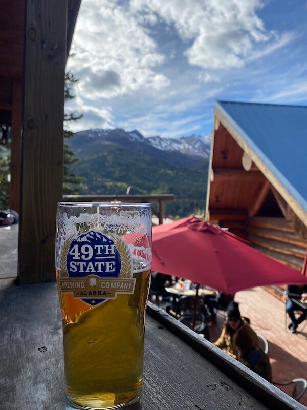 49th State Beer on the Patio of Prospector's Pizza