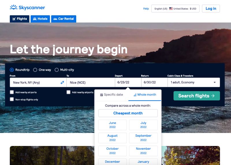Skyscanner search engine site