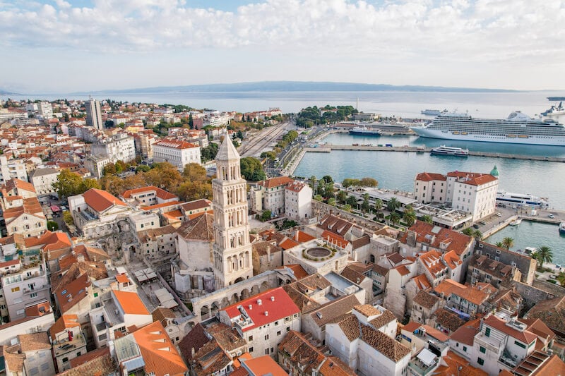 Aerial View of Old Town Split, Croatia