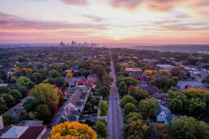 Aerial View of Summit Avenue at Sunrise