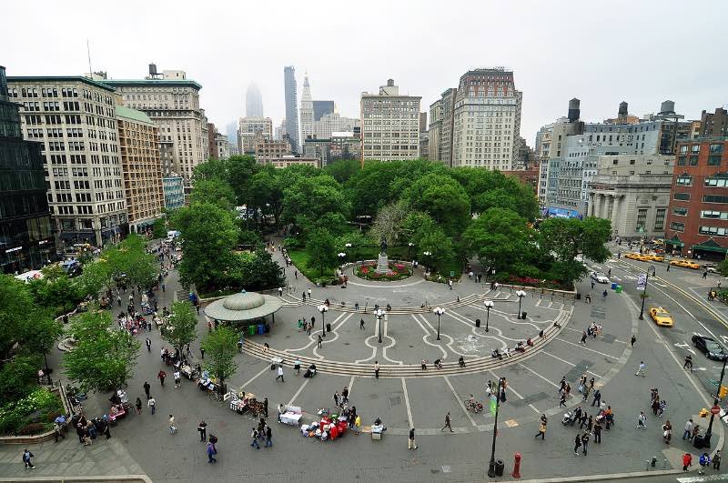 Aerial view of Union Square Park