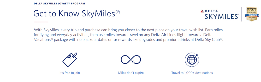 Free Delta SkyMiles in the Delta Airlines website