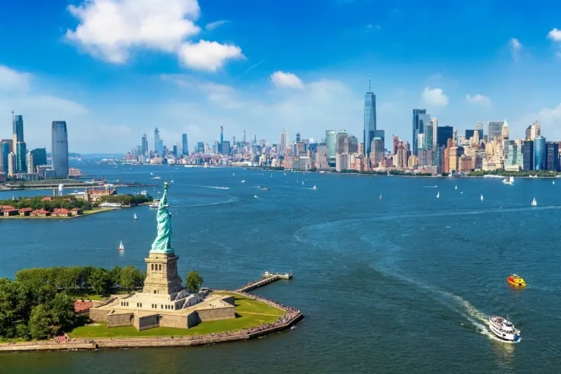 Statue of Liberty and skyline of New York City