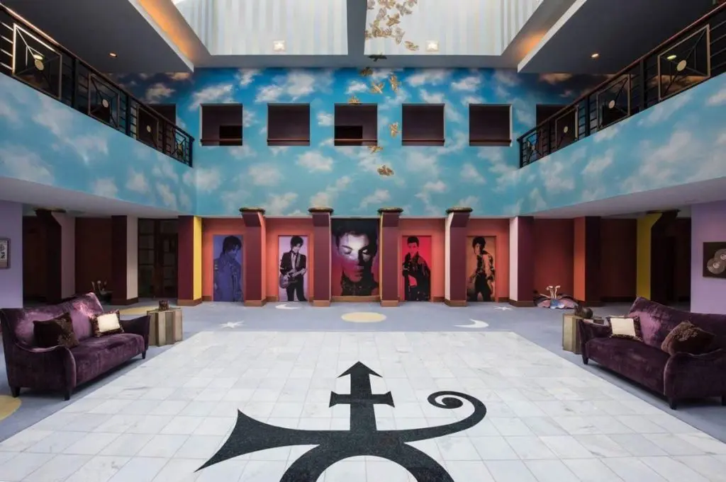 Artworks on the wall of the Paisley Park museum