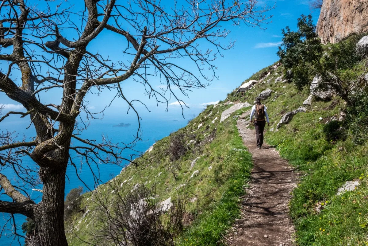 Hiking along the Path of the Gods on the Amalfi Coast, Italy