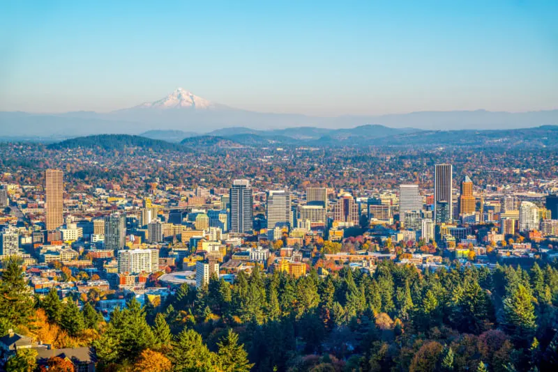 Portland, Oregon Skyline with Mount Hood
