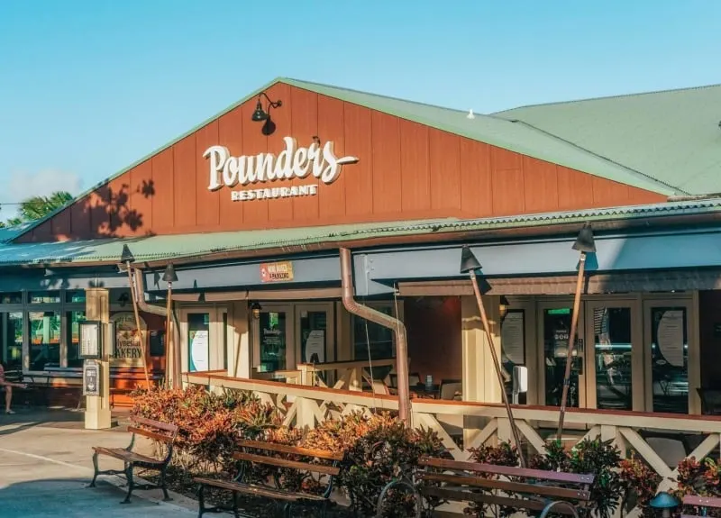 The exterior of Pounder's Restaurant at the Polynesian Cultural Center, Laie, HI