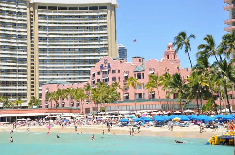 Royal Hawaiian Hotel and Waikiki Beach