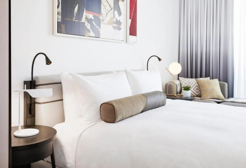 Bed with White Linen