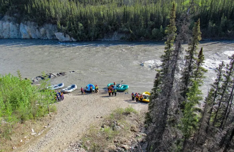 People Getting Ready to Whitewater Raft on the Nenana River